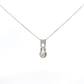 14k White Gold .42ct F SI1 Round Diamond along the side/ .20ct Round Diamond Love Knot Necklace